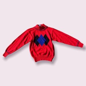 NWT Vintage 90s deadstock angora blend argyle turtleneck sweater